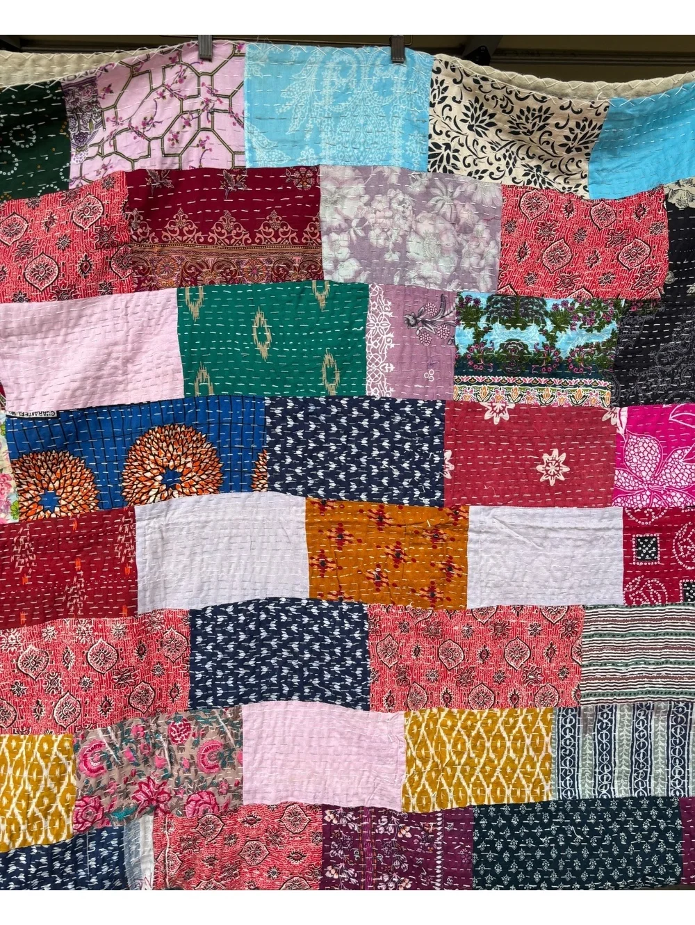 Handmade Indian Patchwork Kantha Quilt 106x90 King Bedspread